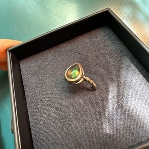 Vintage Sterling Silver Mystic Topaz Teardrop Ring